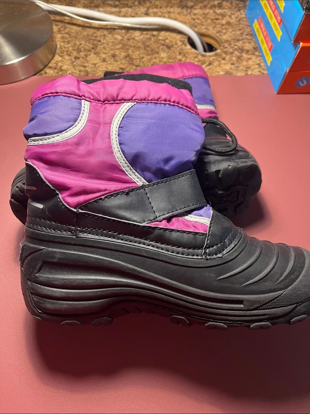 totes Kids Pink and Purple Waterproof Winter Boots
